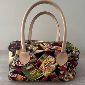 H. Ravi Multicolor Food Print Top Handle Bag with Zip Closure for Women